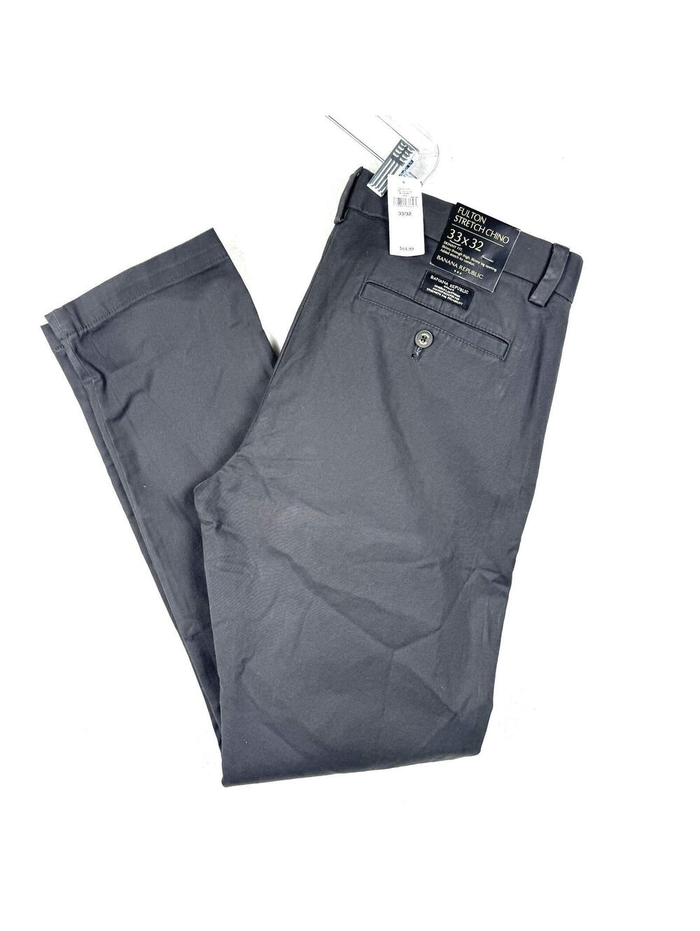 NEW Banana Republic Gray Fulton Stretch Chino Mens 33x32 Skinny Fit Pants